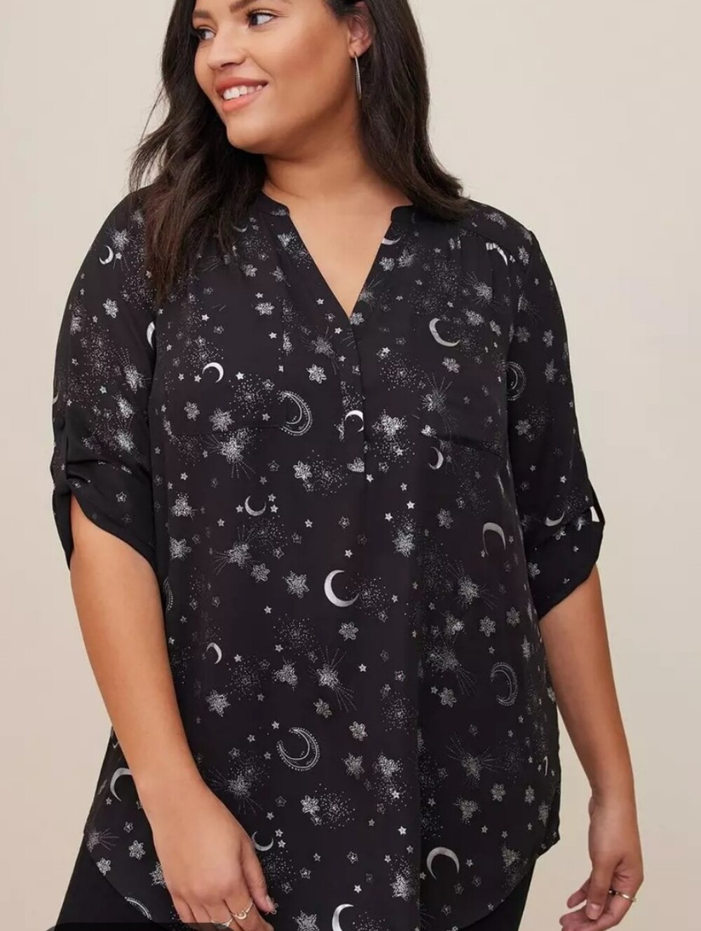 torrid Black Moon & Star Georgette Pullover Tunic